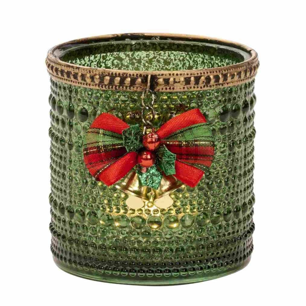 Tealight de Vidro Verde Sino 10,5cm