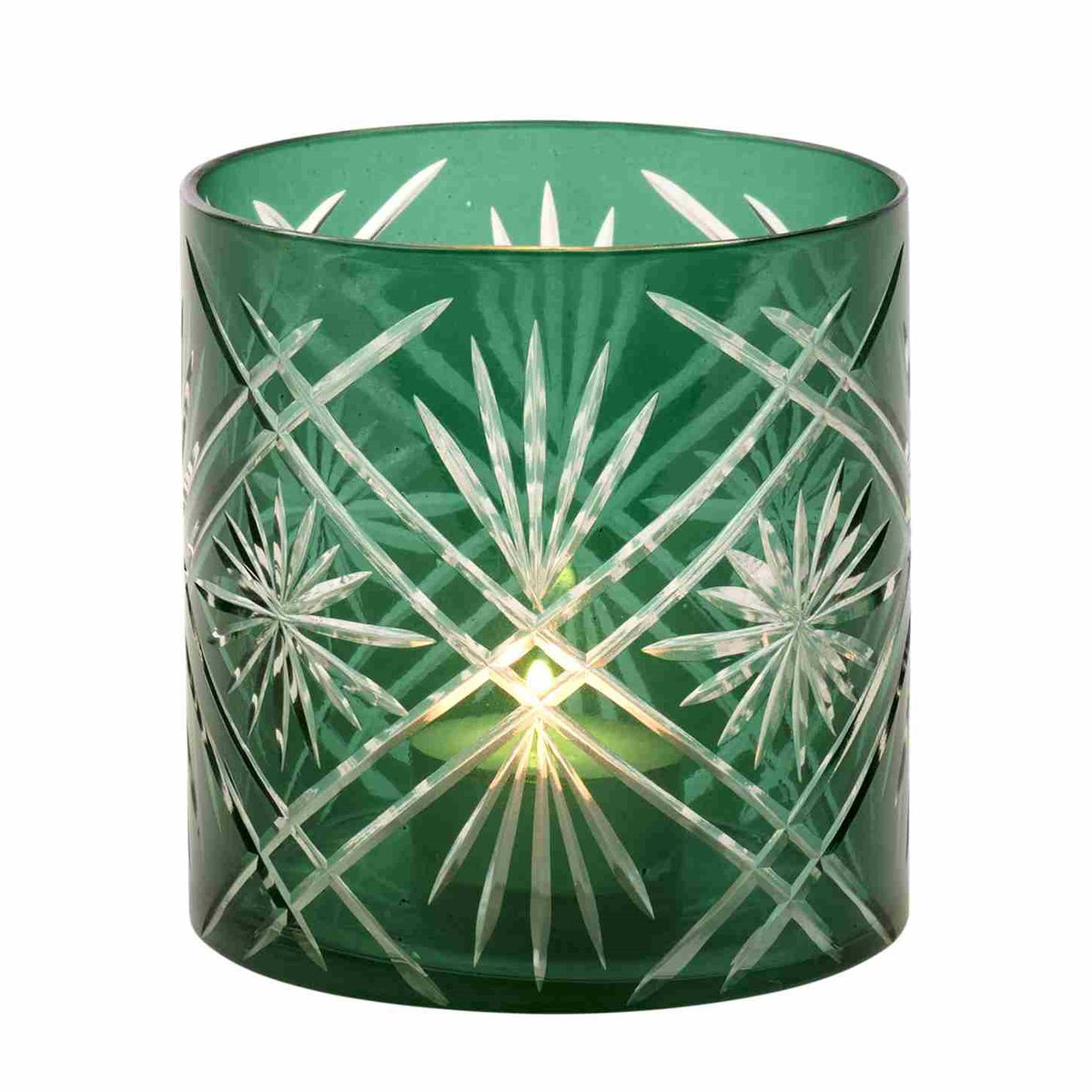 Tealight Verde estrela dourada 10cm