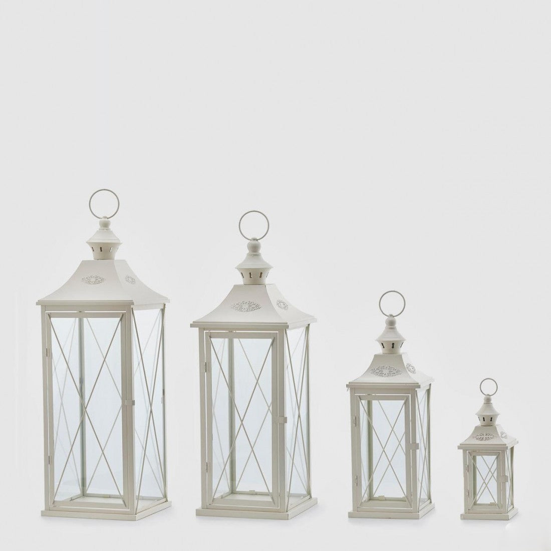 Set 4 Lanternas Brancas 93/70/50 e 30cm