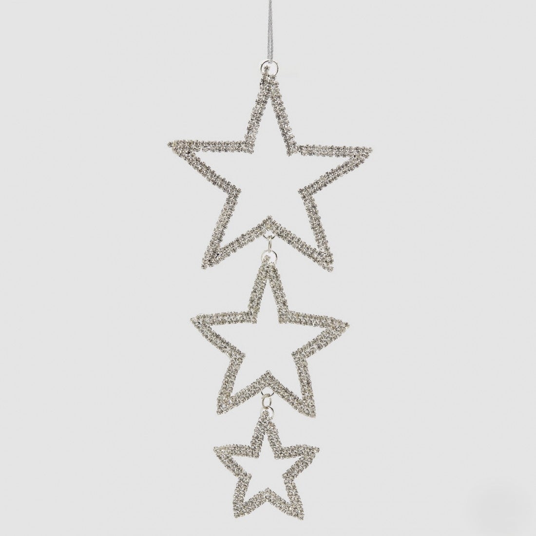 Penduro 3 Estrelas Prateadas H21cm