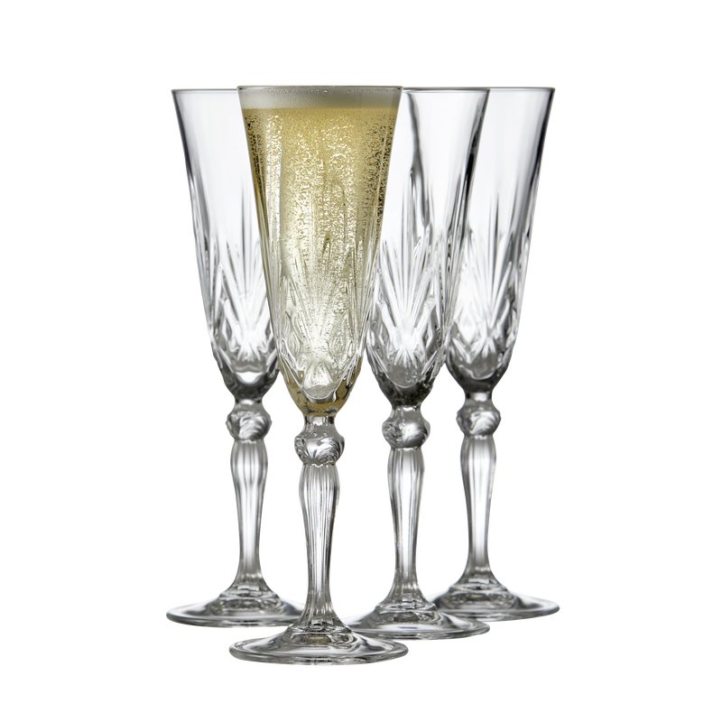 Set 4 Copos de Champagne Melodia Vidro Cristal