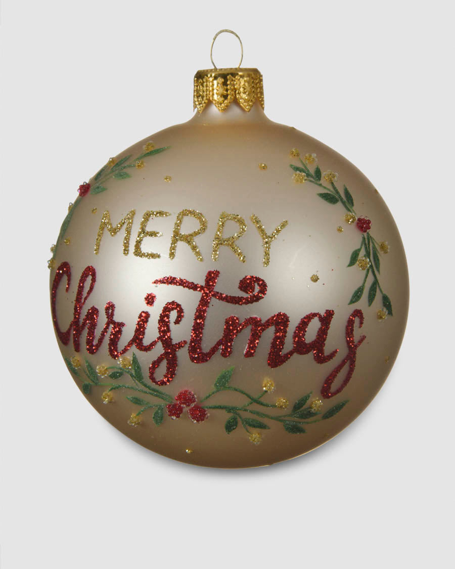 Bola De Vidro Dourada Merry Christmas 8Cm