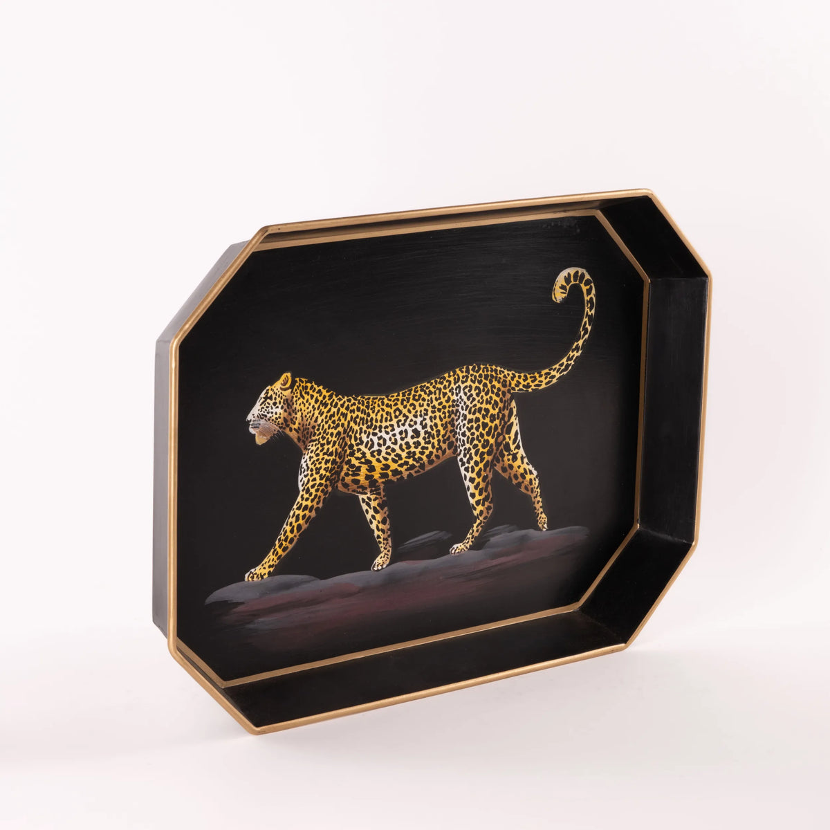 Tabuleiro Preto c/ Leopardo 43x30cm