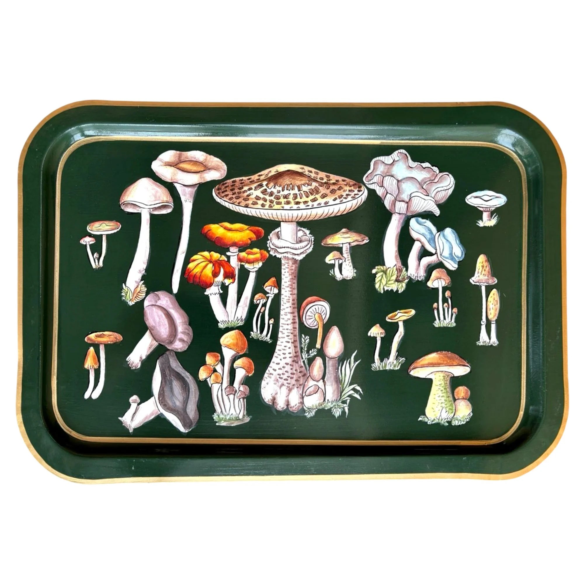 Tabuleiro Verde Cogumelos 43x30cm