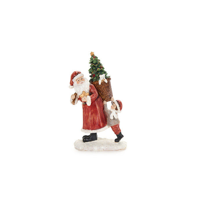 Pai Natal e Criança c/ Led 12cm