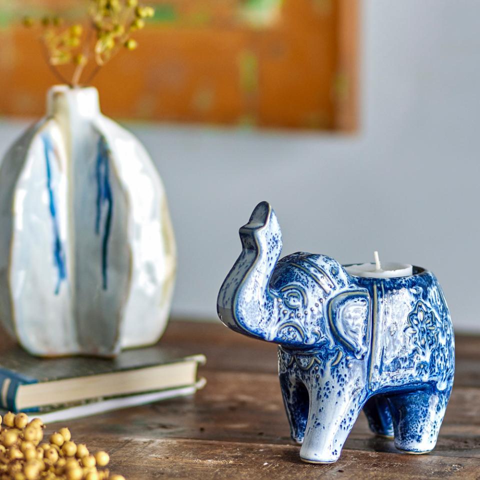 Castiçal Elefante Azul 8cm