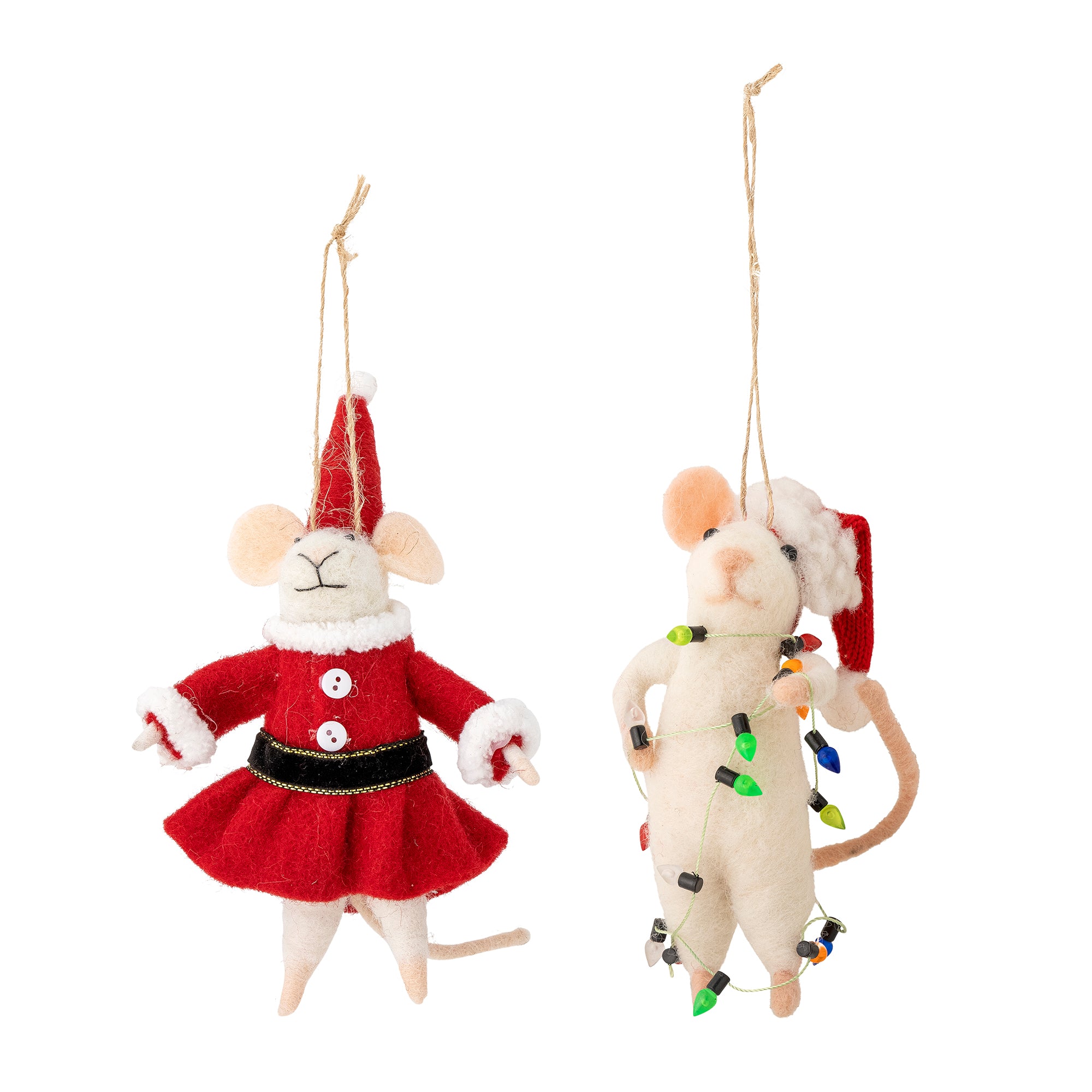 Set 2 Ratinhos Mãe Natal e Luzes