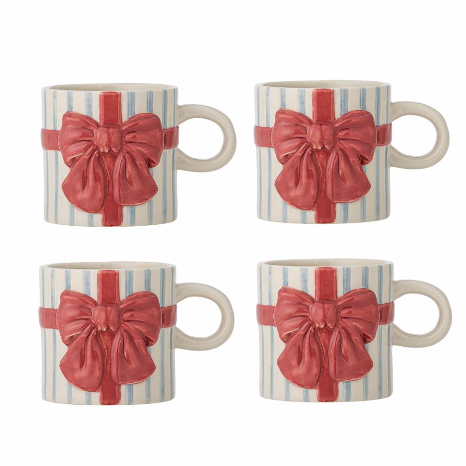 Caneca Azul c/ Laço Vermelho 8cm
