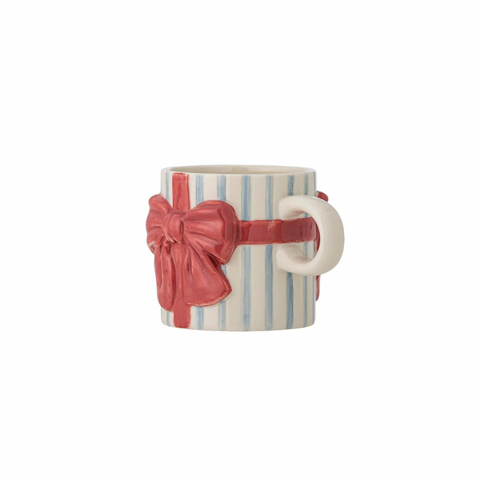 Caneca Azul c/ Laço Vermelho 8cm