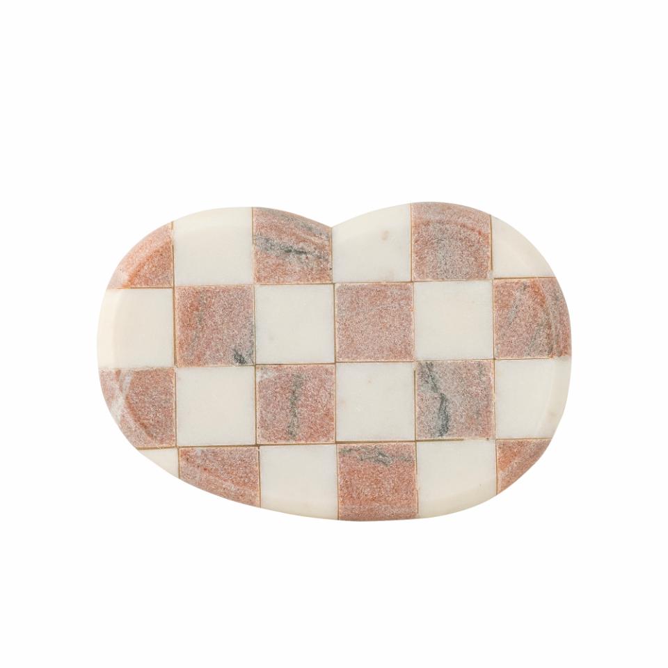 Tabuleiro Mármore Rosa e Branco 22cm