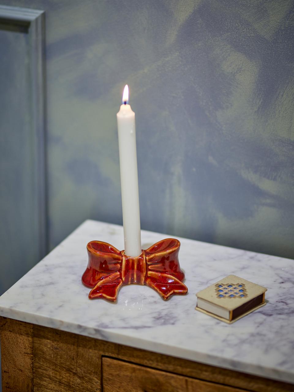 Candelabro Laço Vermelho 13cmx5cm