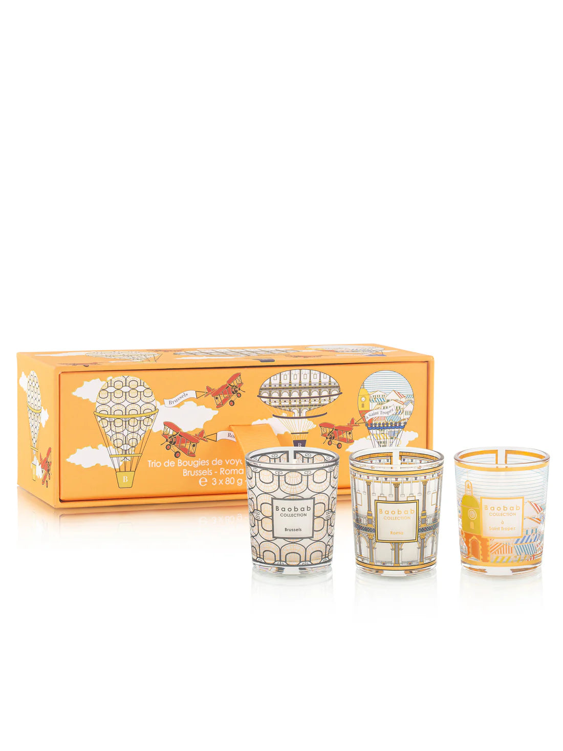 My First Baobab Travel Set 3 Velas Brussels-Roma-St Tropez