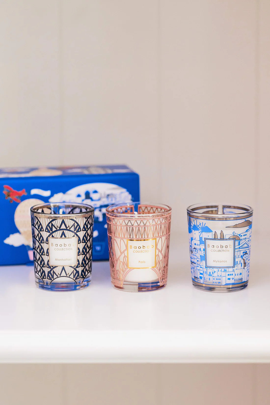 My First Baobab Travel Set 3 Velas Manhattan-Paris-Mykonos