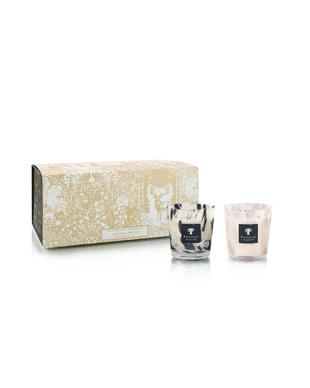 Set 2 Velas Pearls Black White 8cm