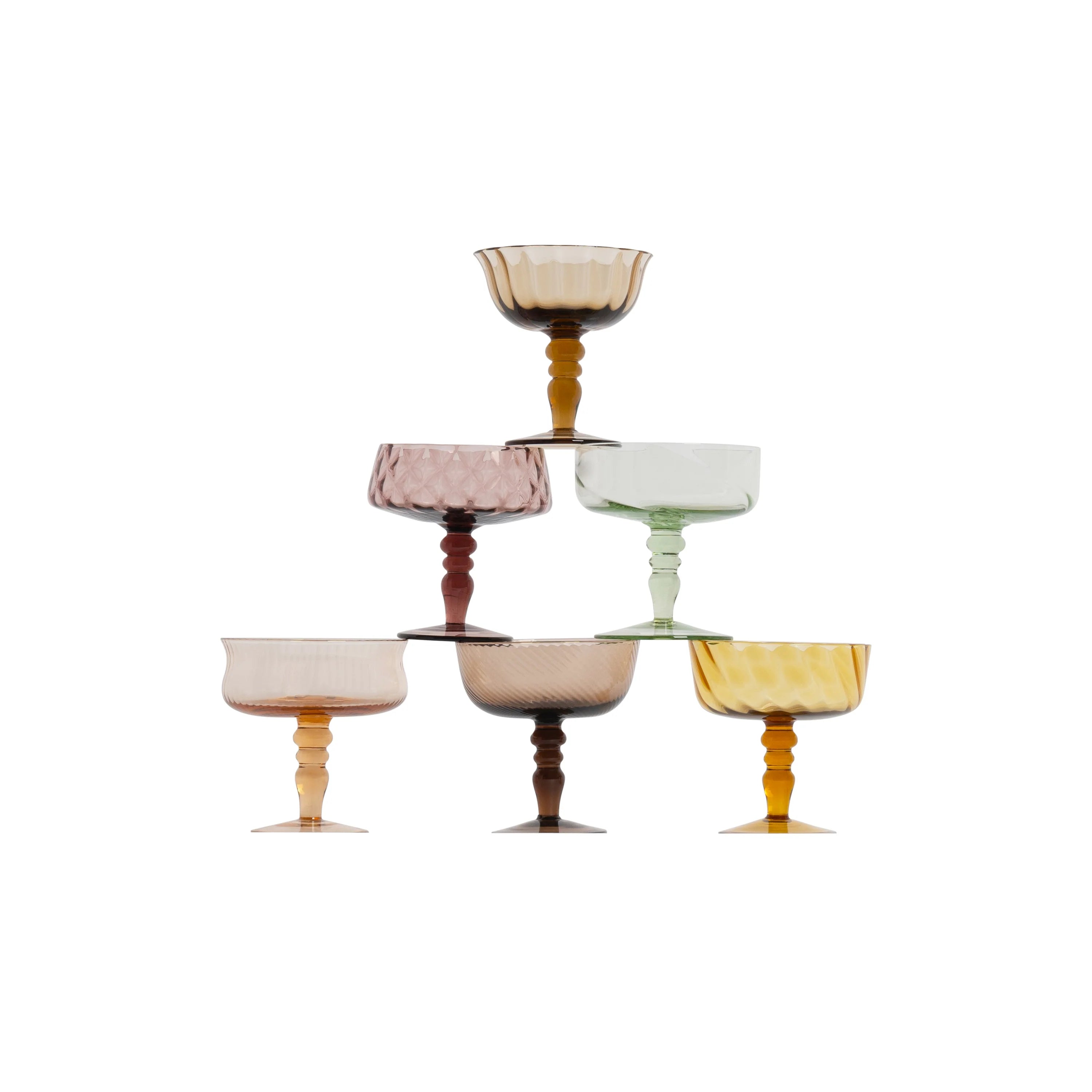 Set 6 Taças Texture Amber/Pink