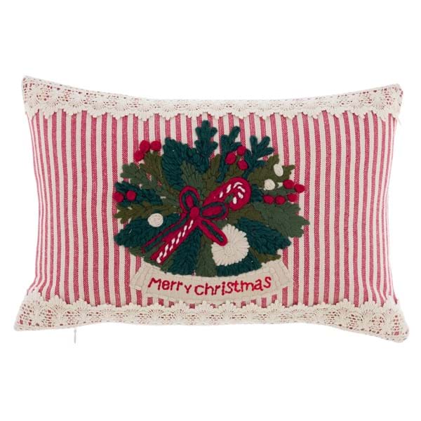 Almofada Riscas Renda Merry Christmas 30x45cm
