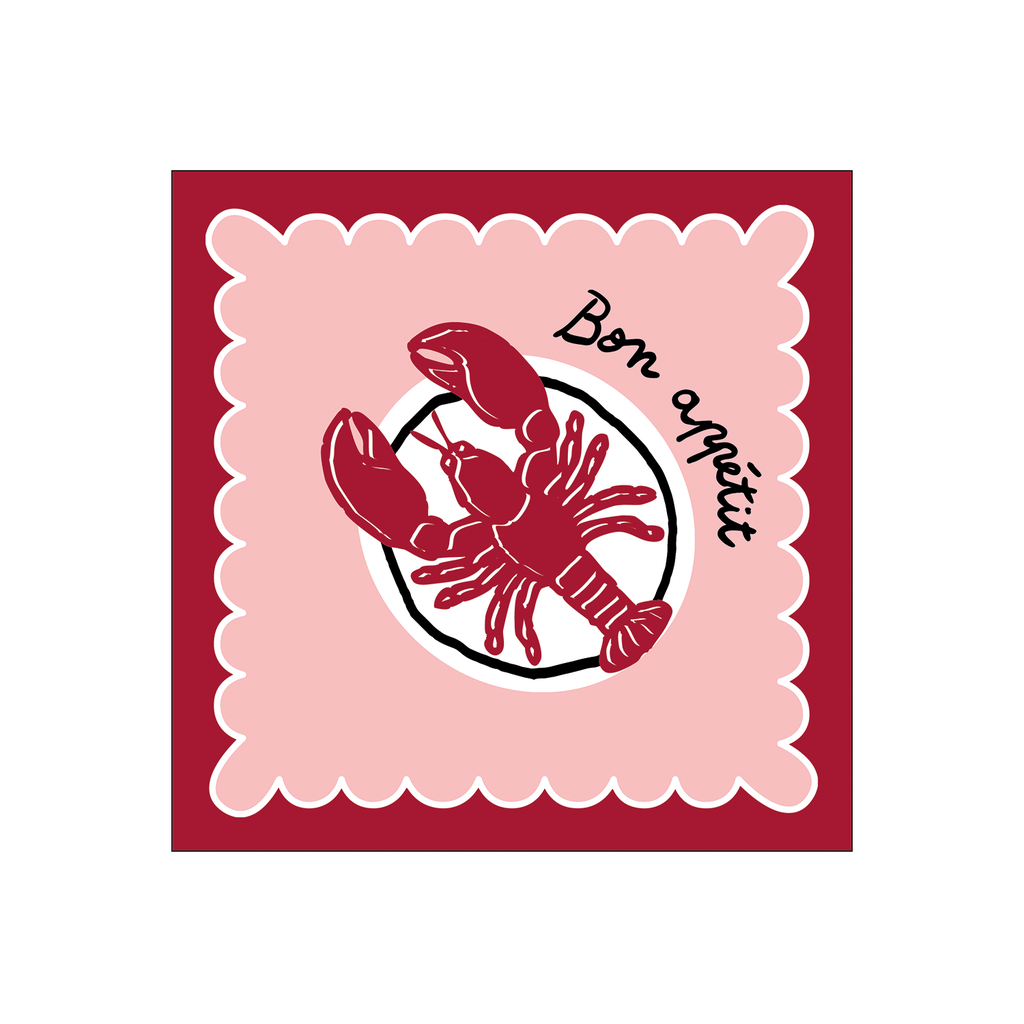 Guardanapo Lagosta Bon apetite Vermelho 20x20cm