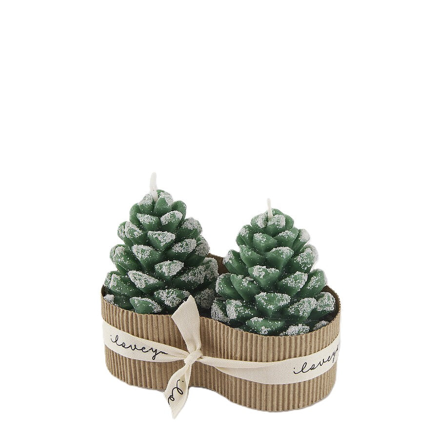 Set 2 Velas Pinhas Verde 9cm